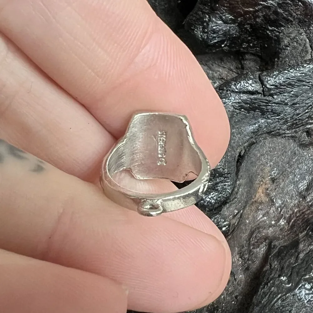 Vintage Sterling Silver Charm Signet Style Mini Ring Joie Joy of Life
